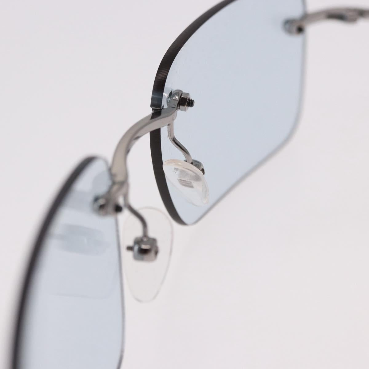 GUCCI Rimless Sunglasses Metal Silver Light Blue Auth SW2615V