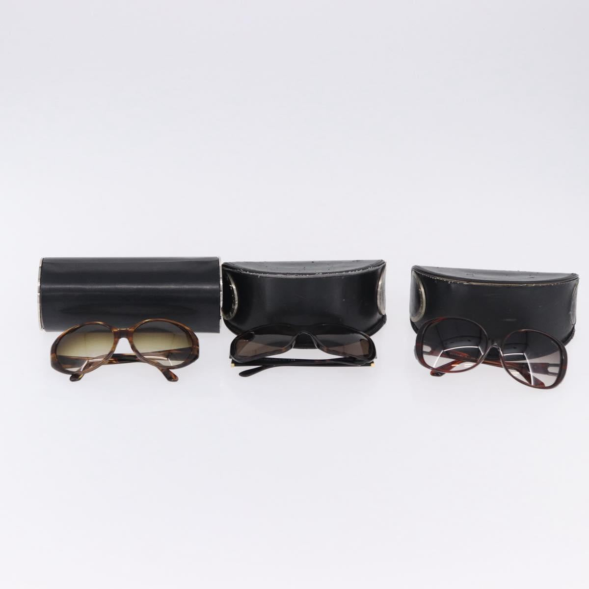BVLGARI Sunglasses Plastic 3 Set Brown Gold Silver Auth SW2623
