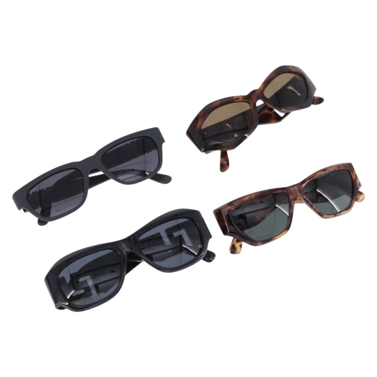 VERSACE Sunglasses Plastic Metal 4 Set Black Gold Auth SW2624