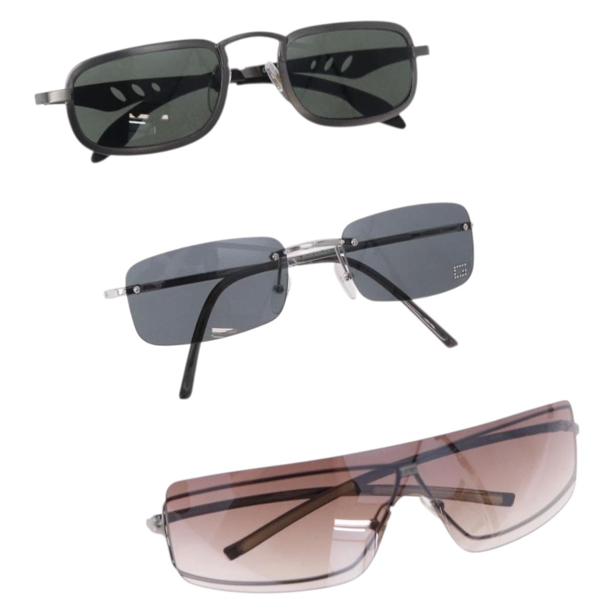 GUCCI Sunglasses Metal 3 Set Silver Brown Auth SW2627