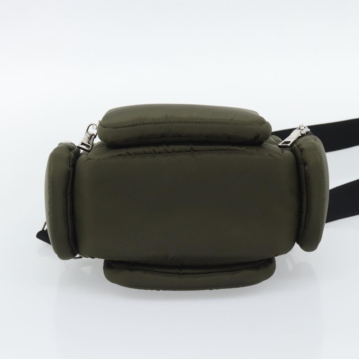 PRADA Hand Bag Nylon 2way Khaki Silver Auth SW2636SAM
