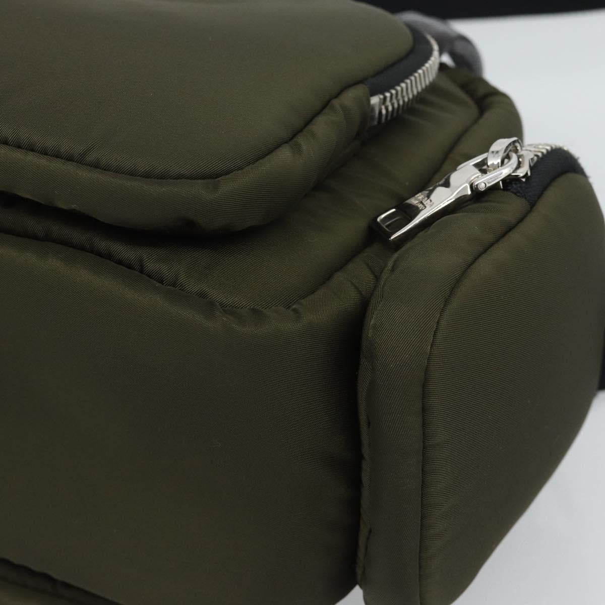 PRADA Hand Bag Nylon 2way Khaki Silver Auth SW2636SAM