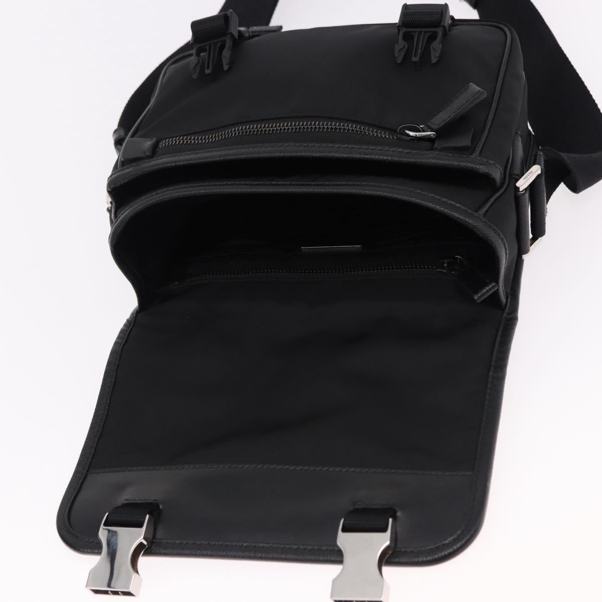 PRADA Shoulder Bag Nylon Black Silver Auth SW2637SAM