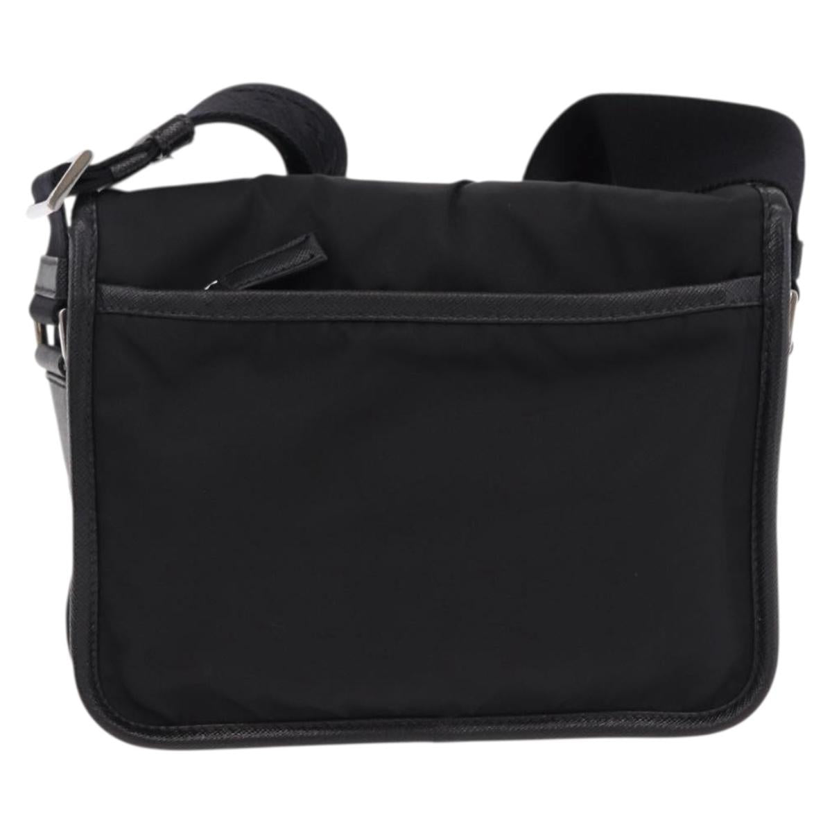 PRADA Shoulder Bag Nylon Black Silver Auth SW2637SAM