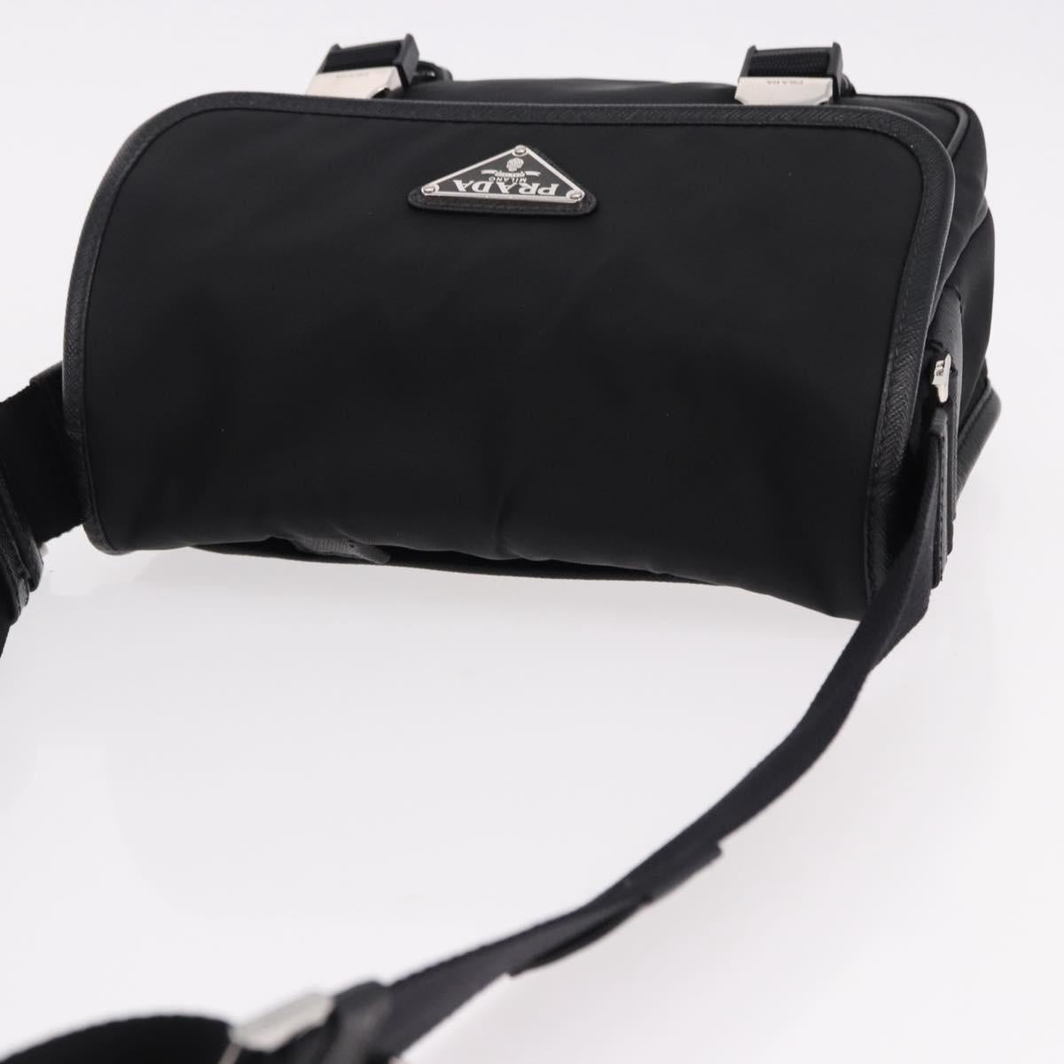 PRADA Shoulder Bag Nylon Black Silver Auth SW2637SAM