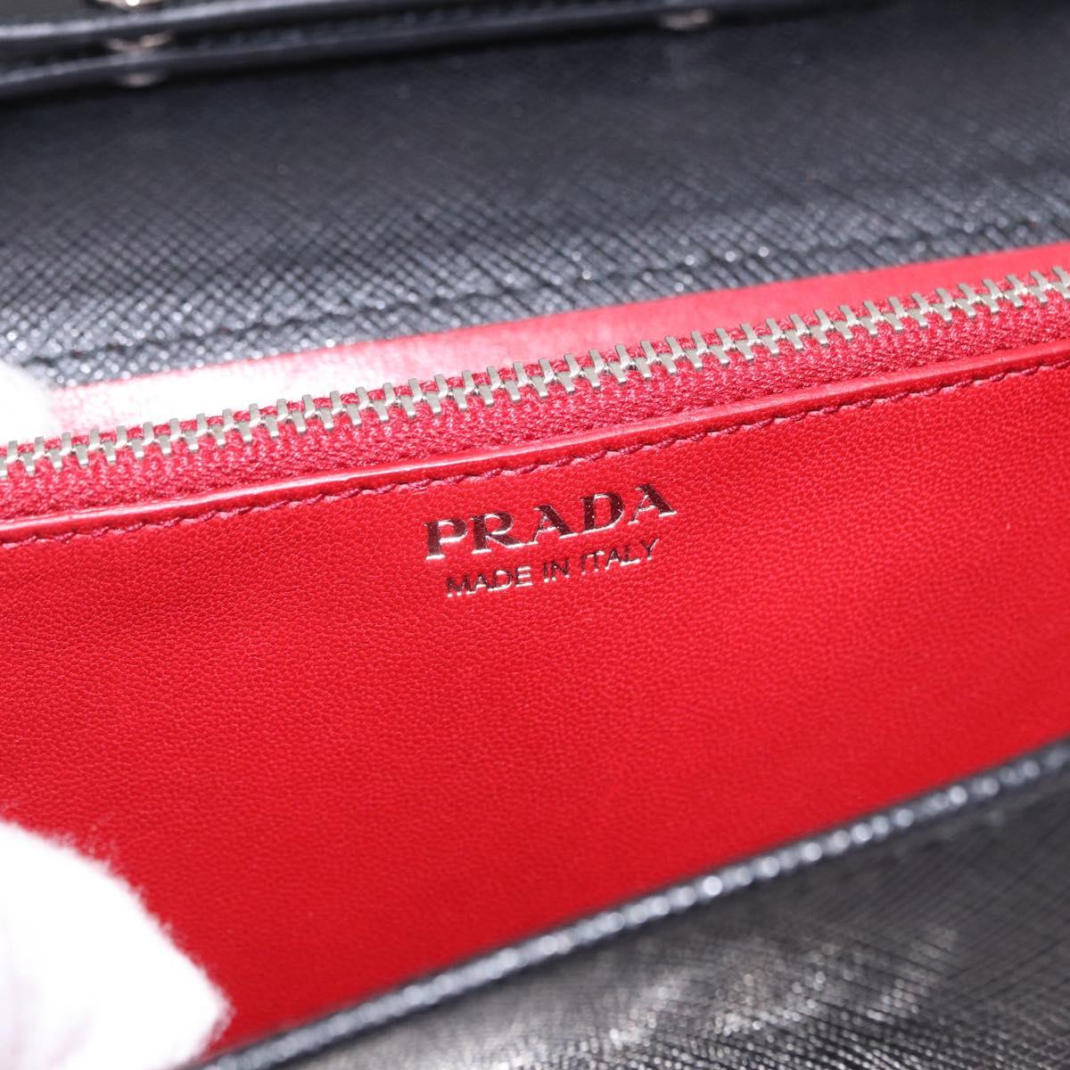 PRADA Robot Chain Shoulder Bag Saffiano Black Silver Auth SW2638SM