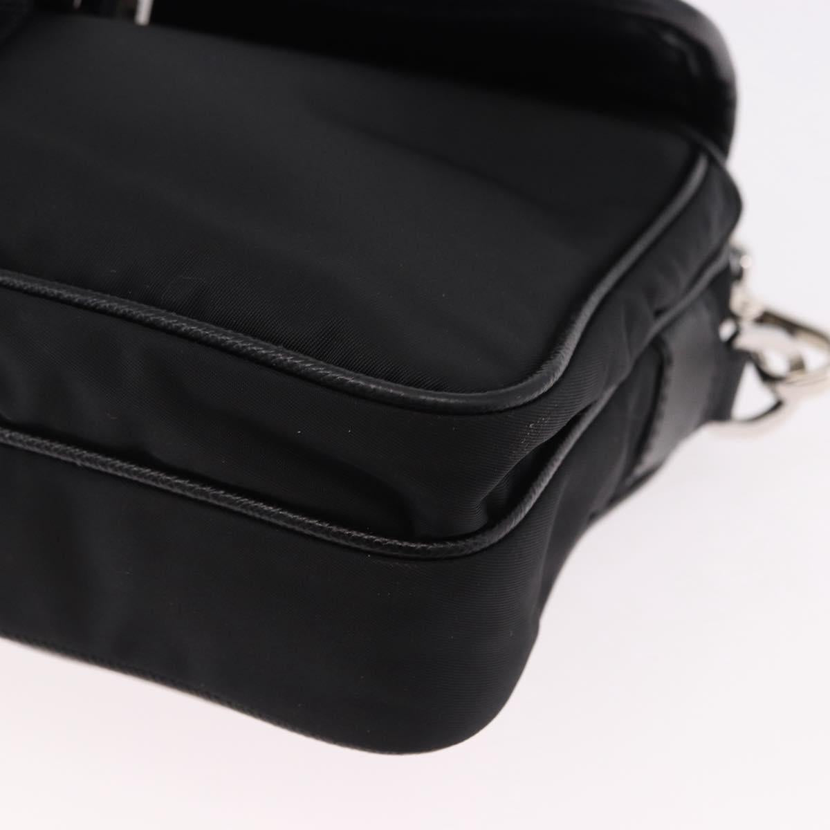 PRADA Shoulder Bag Nylon Black Silver Auth SW2639M