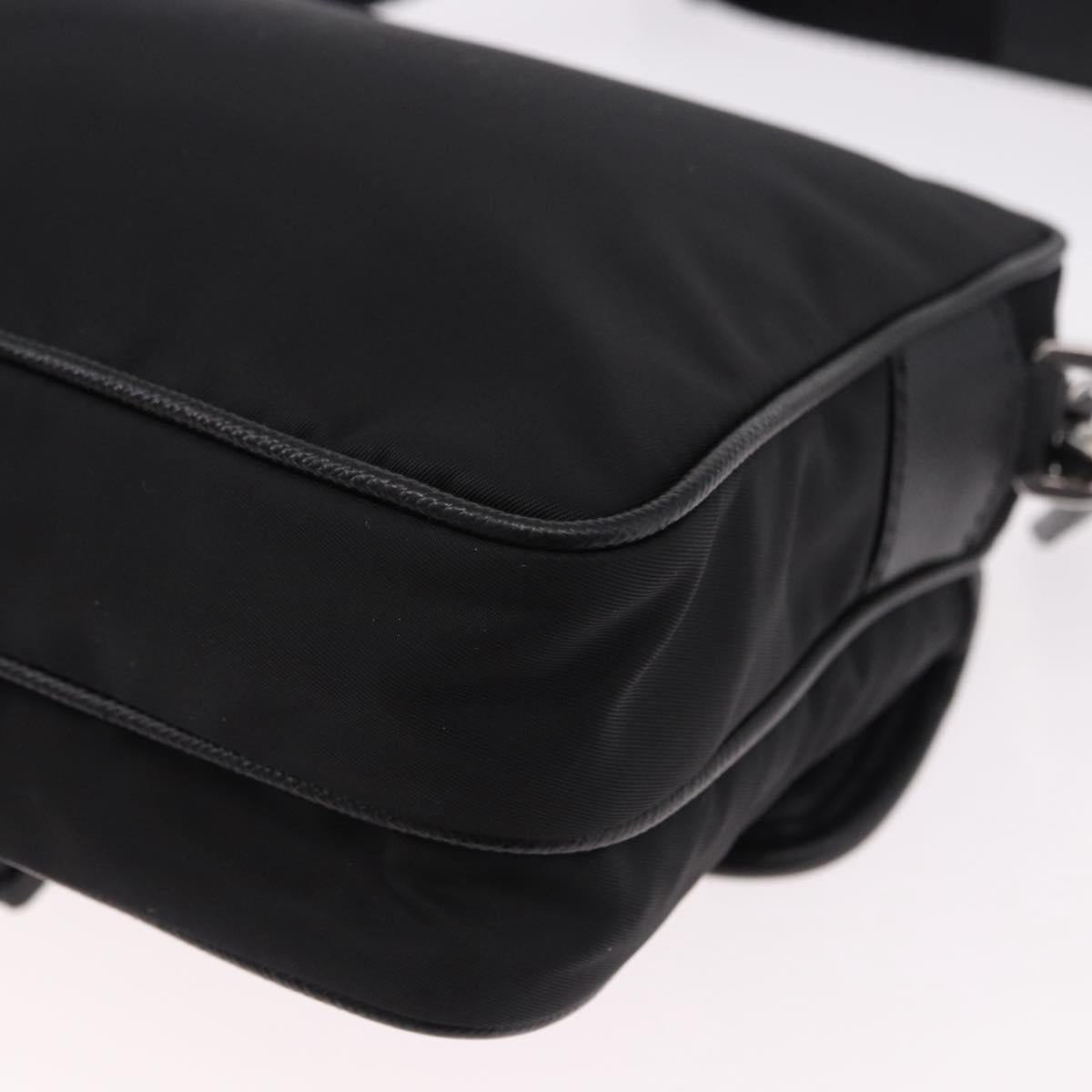 PRADA Shoulder Bag Nylon Black Silver Auth SW2639M