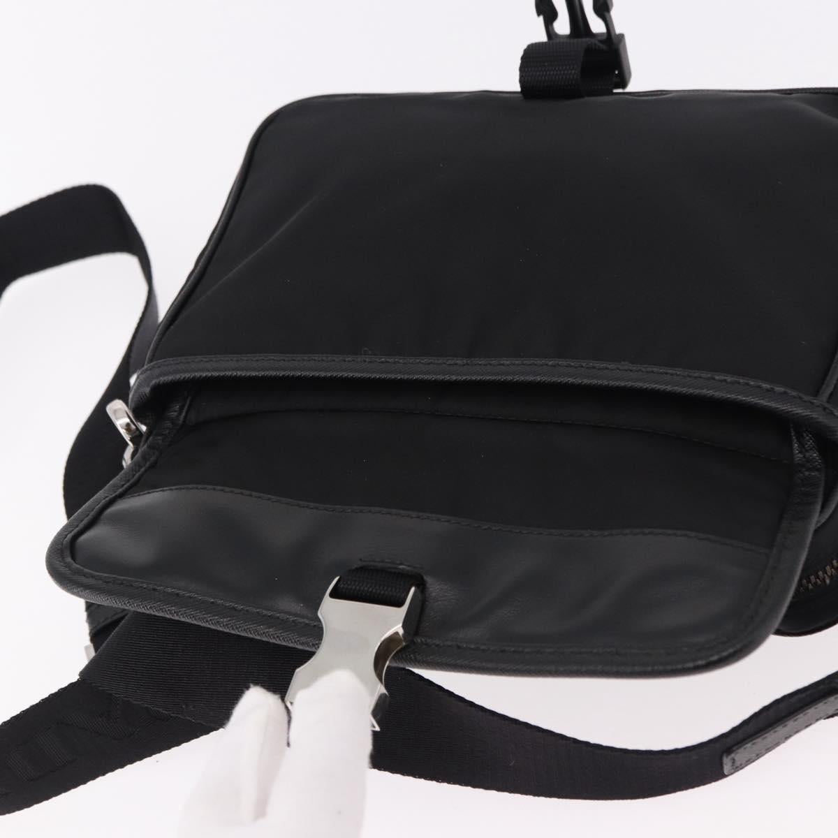 PRADA Shoulder Bag Nylon Black Silver Auth SW2639M