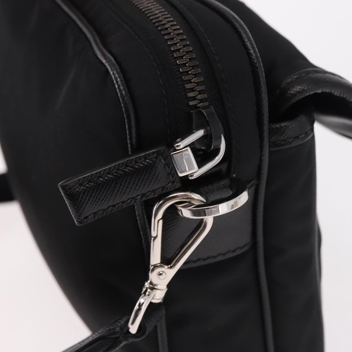 PRADA Shoulder Bag Nylon Black Silver Auth SW2639M