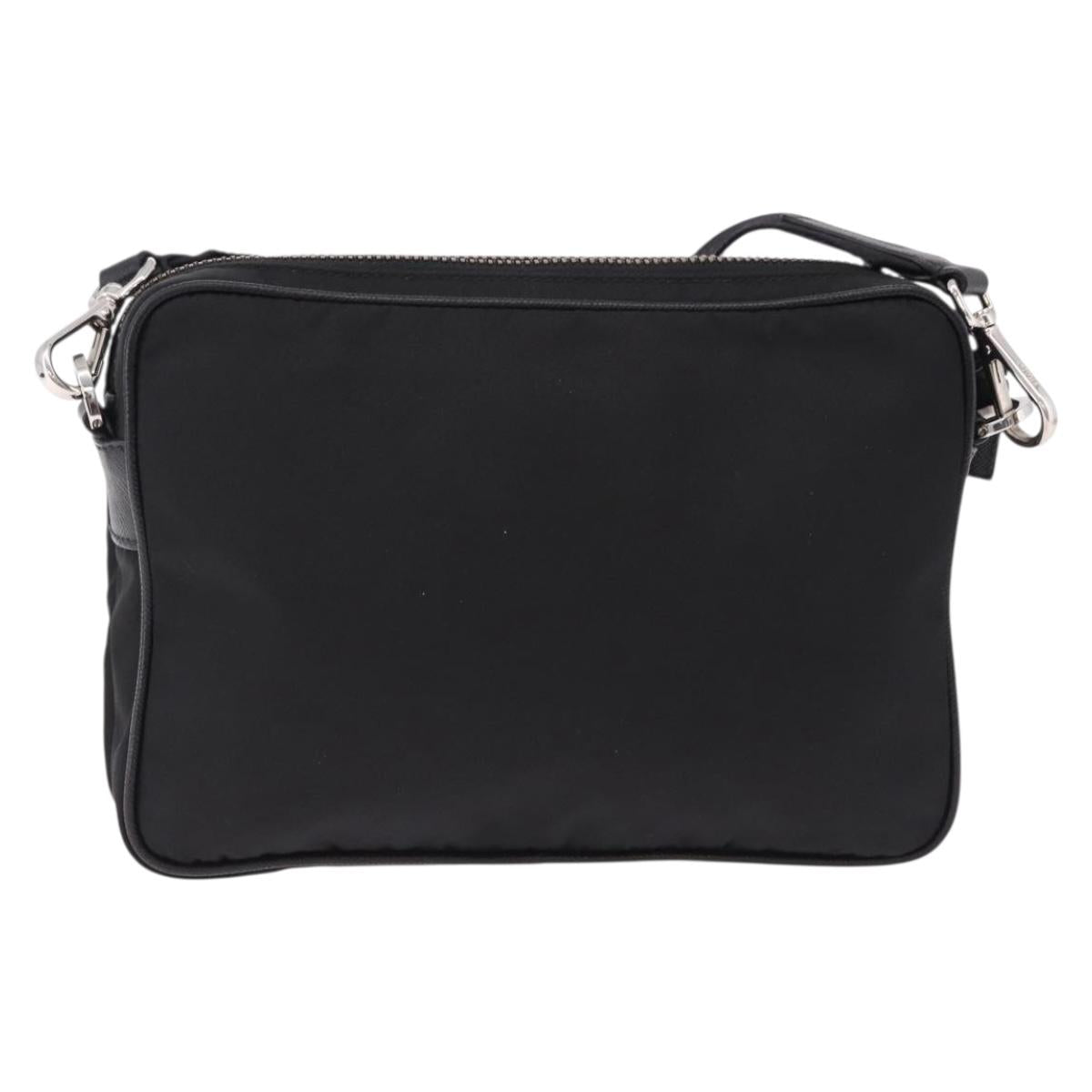 PRADA Shoulder Bag Nylon Black Silver Auth SW2639M
