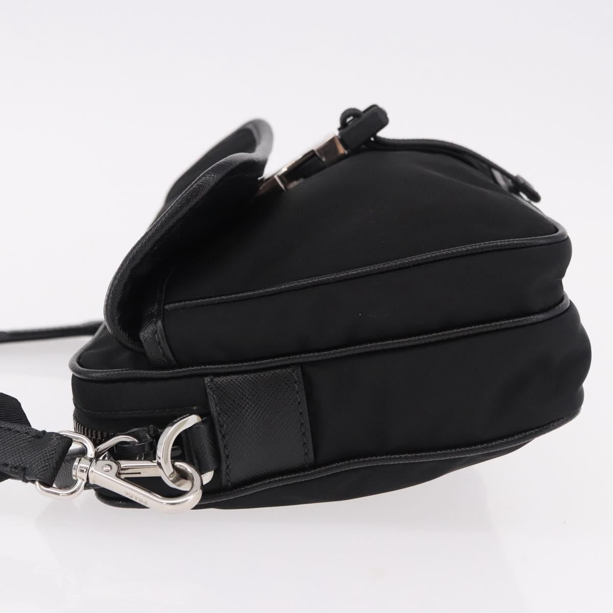 PRADA Shoulder Bag Nylon Black Silver Auth SW2639M