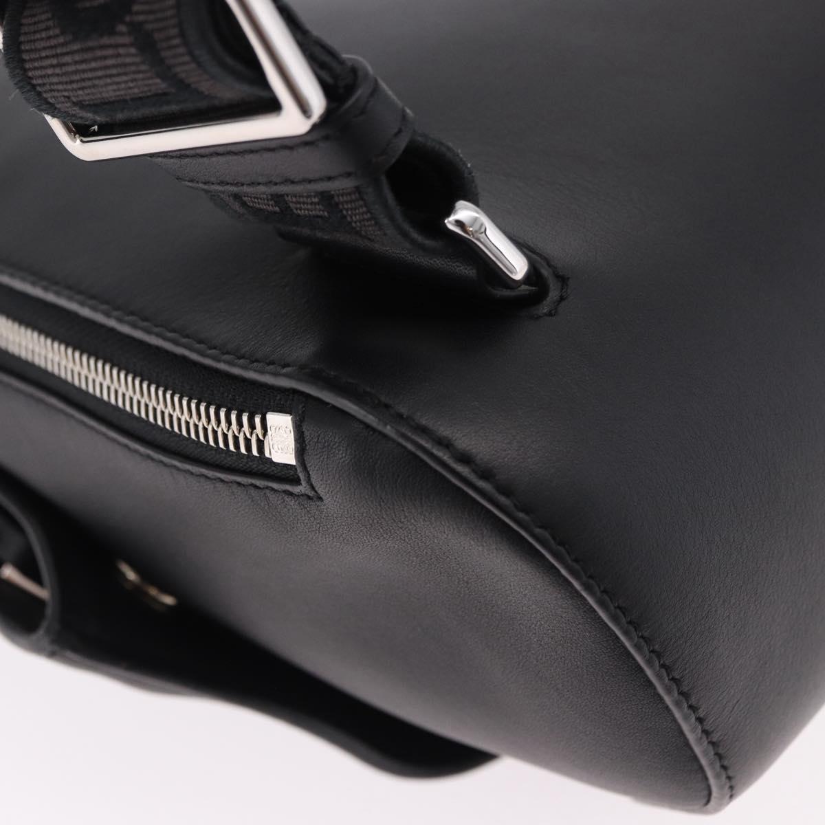 LOEWE Anton Sling Shoulder Bag Leather Black Silver Auth SW2640SM