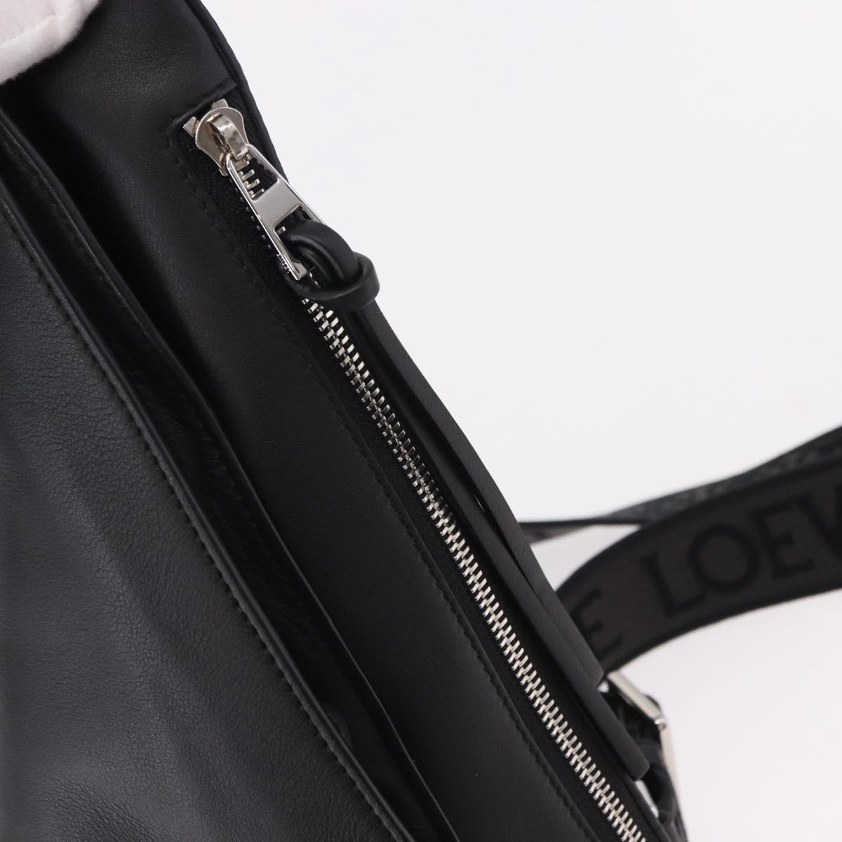 LOEWE Anton Sling Shoulder Bag Leather Black Silver Auth SW2640SM