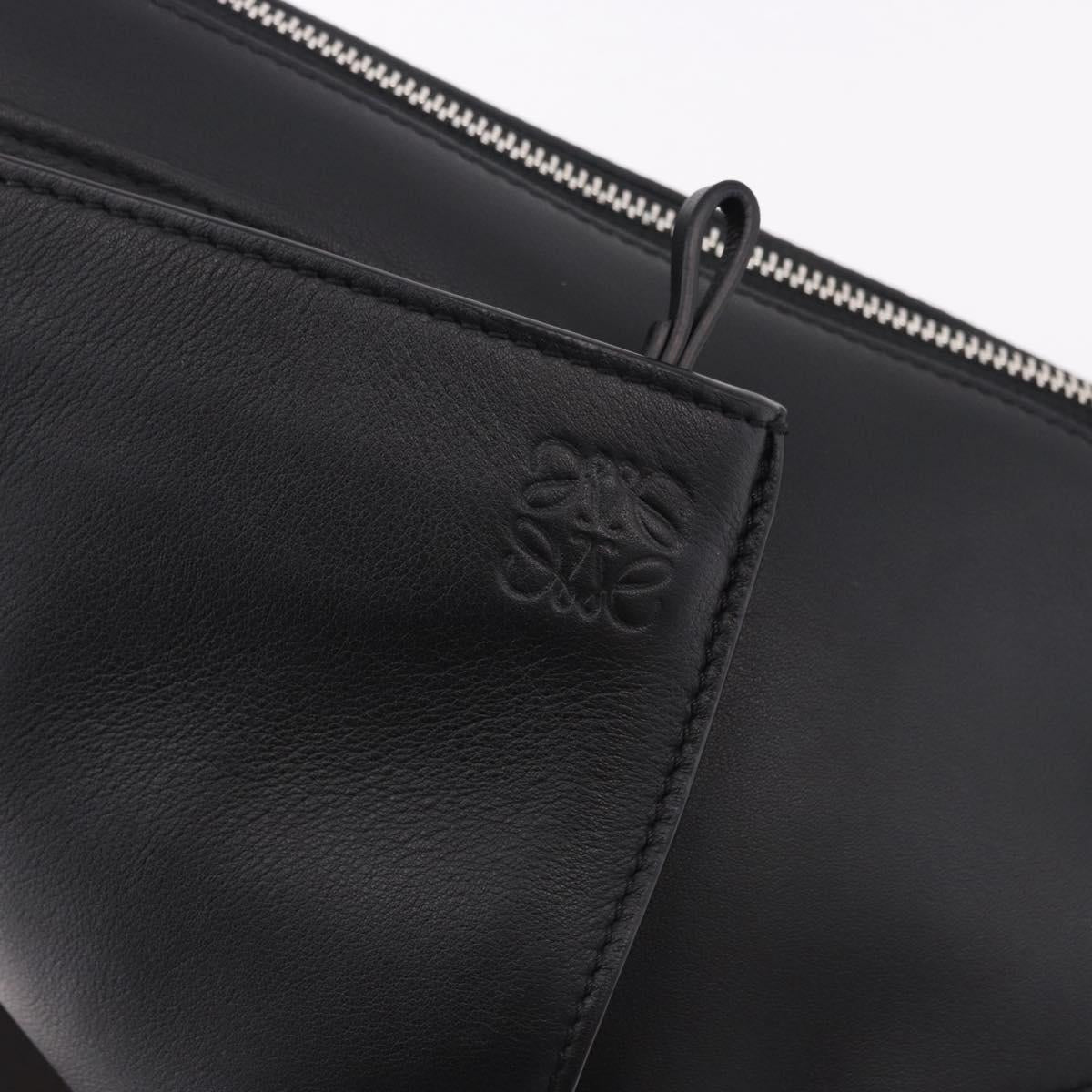 LOEWE Anton Sling Shoulder Bag Leather Black Silver Auth SW2640SM