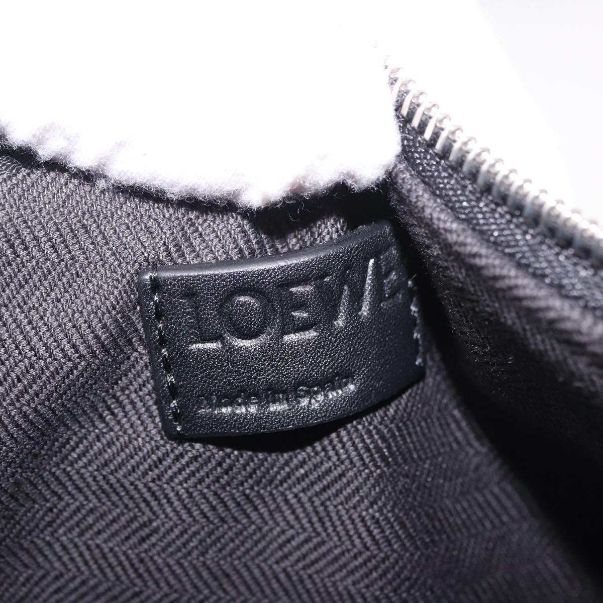 LOEWE Anton Sling Shoulder Bag Leather Black Silver Auth SW2640SM