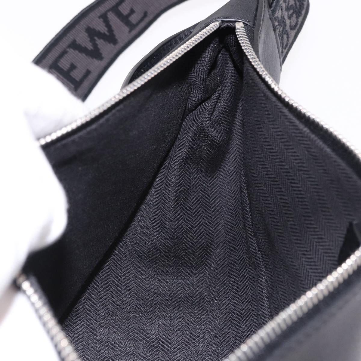 LOEWE Anton Sling Shoulder Bag Leather Black Silver Auth SW2640SM