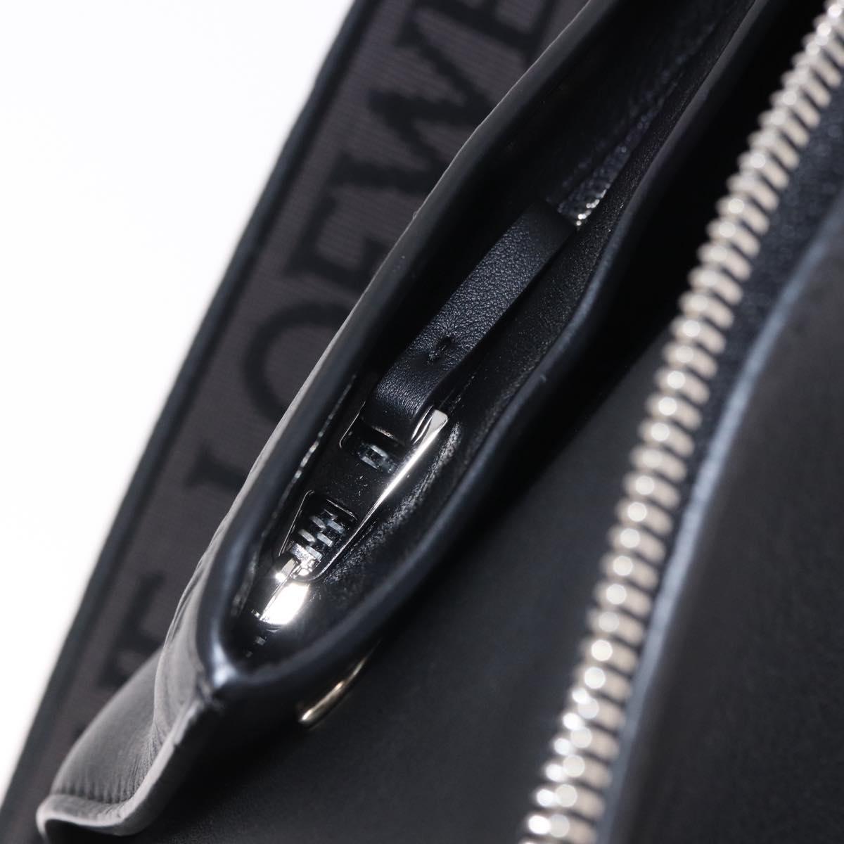 LOEWE Anton Sling Shoulder Bag Leather Black Silver Auth SW2640SM