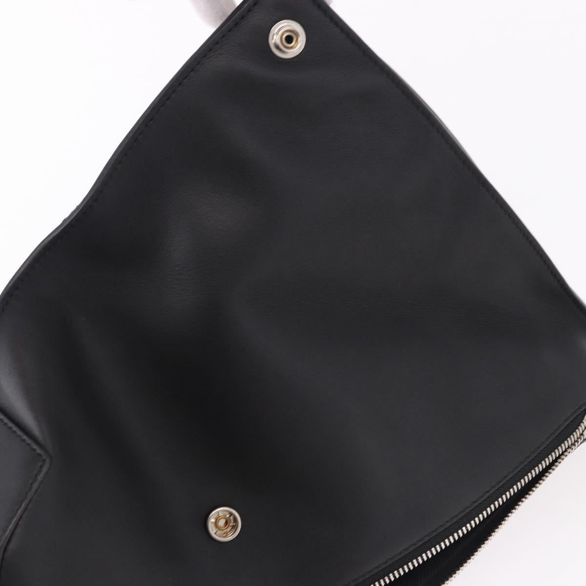 LOEWE Anton Sling Shoulder Bag Leather Black Silver Auth SW2640SM