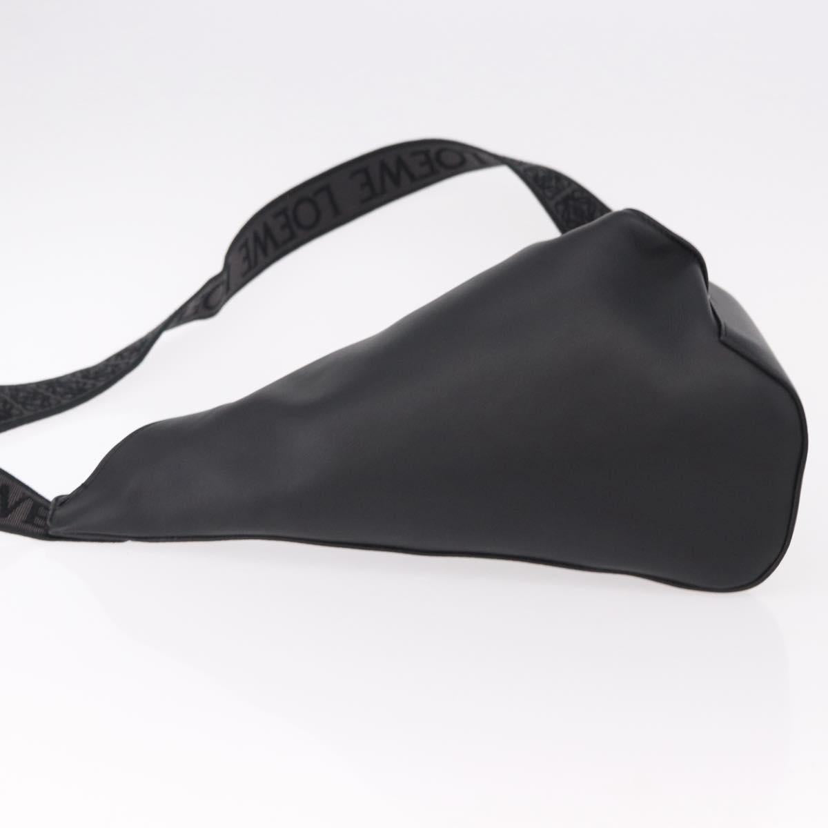 LOEWE Anton Sling Shoulder Bag Leather Black Silver Auth SW2640SM