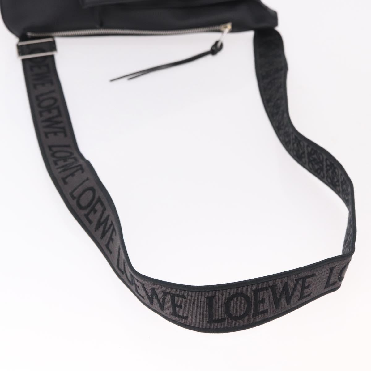 LOEWE Anton Sling Shoulder Bag Leather Black Silver Auth SW2640SM