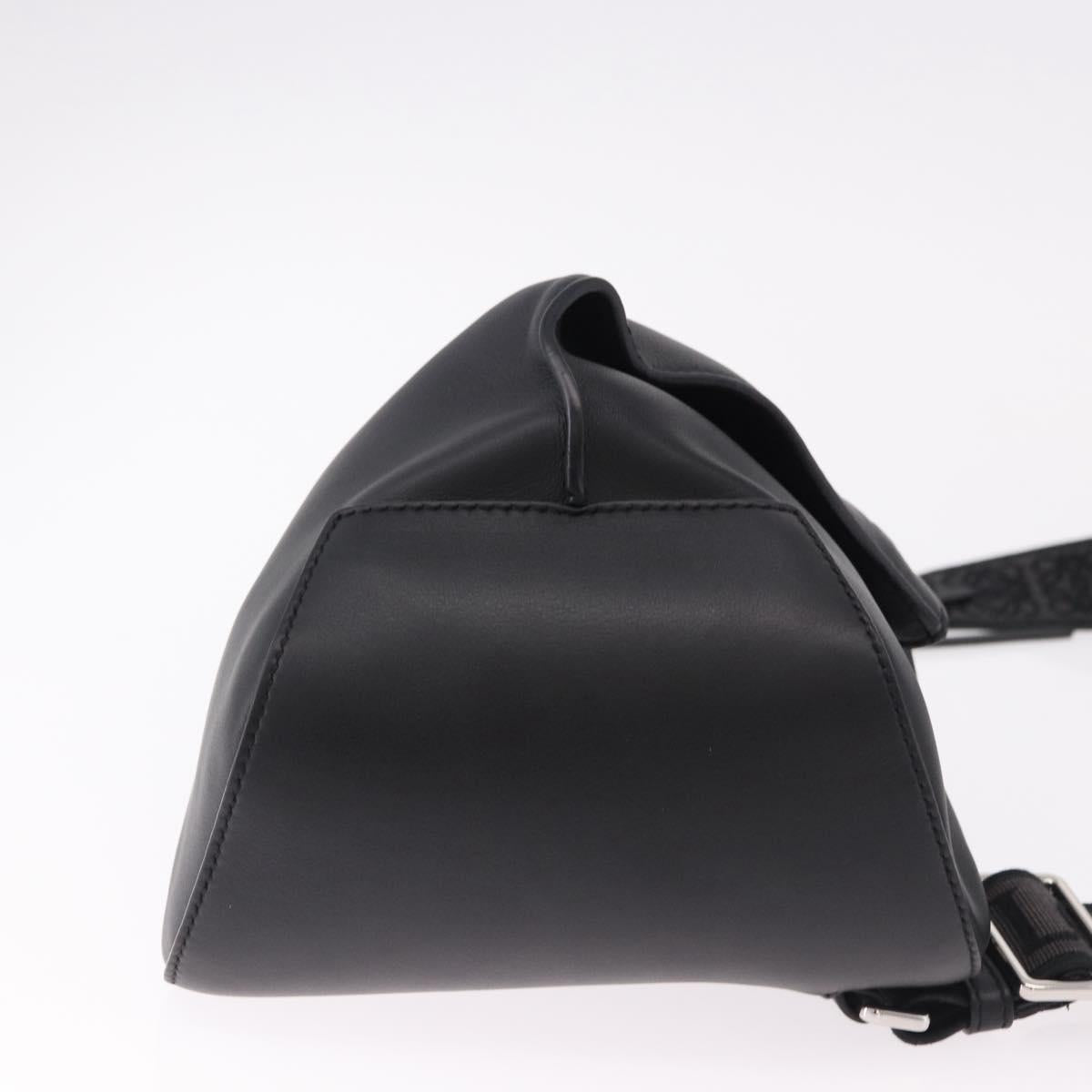 LOEWE Anton Sling Shoulder Bag Leather Black Silver Auth SW2640SM