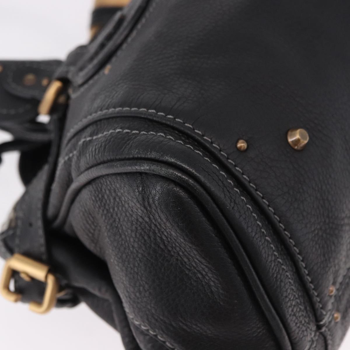 Chloe Paddington Hand Bag Leather Black Gold Auth SW2641M
