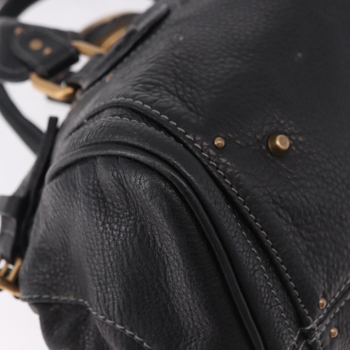 Chloe Paddington Hand Bag Leather Black Gold Auth SW2641M
