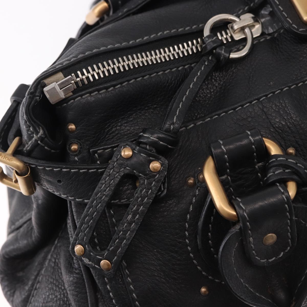 Chloe Paddington Hand Bag Leather Black Gold Auth SW2641M