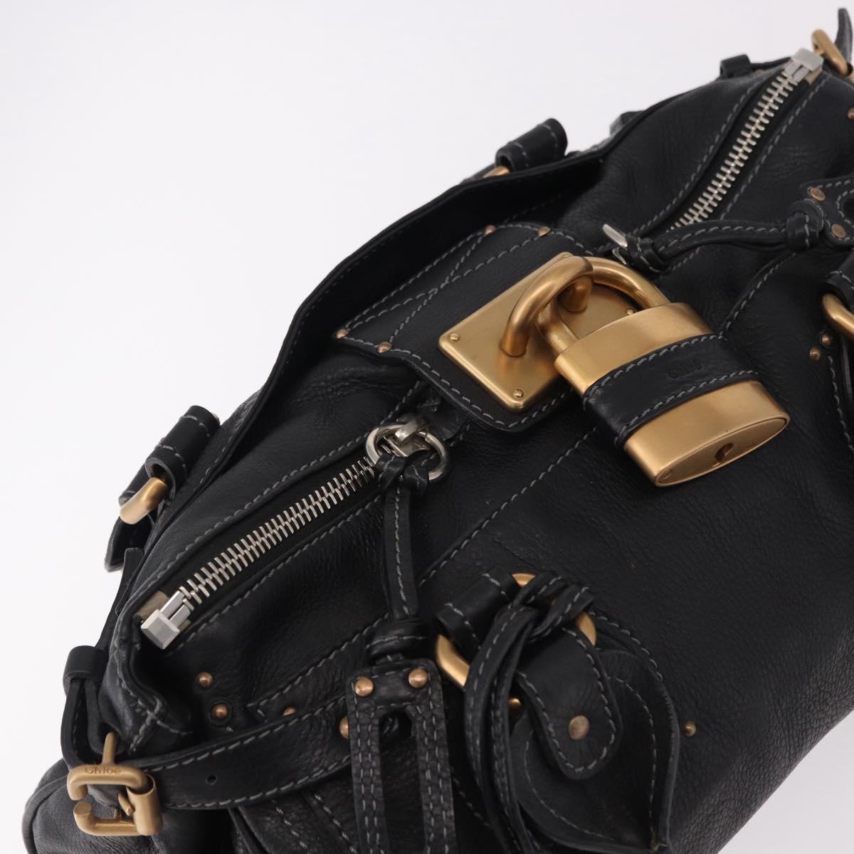 Chloe Paddington Hand Bag Leather Black Gold Auth SW2641M