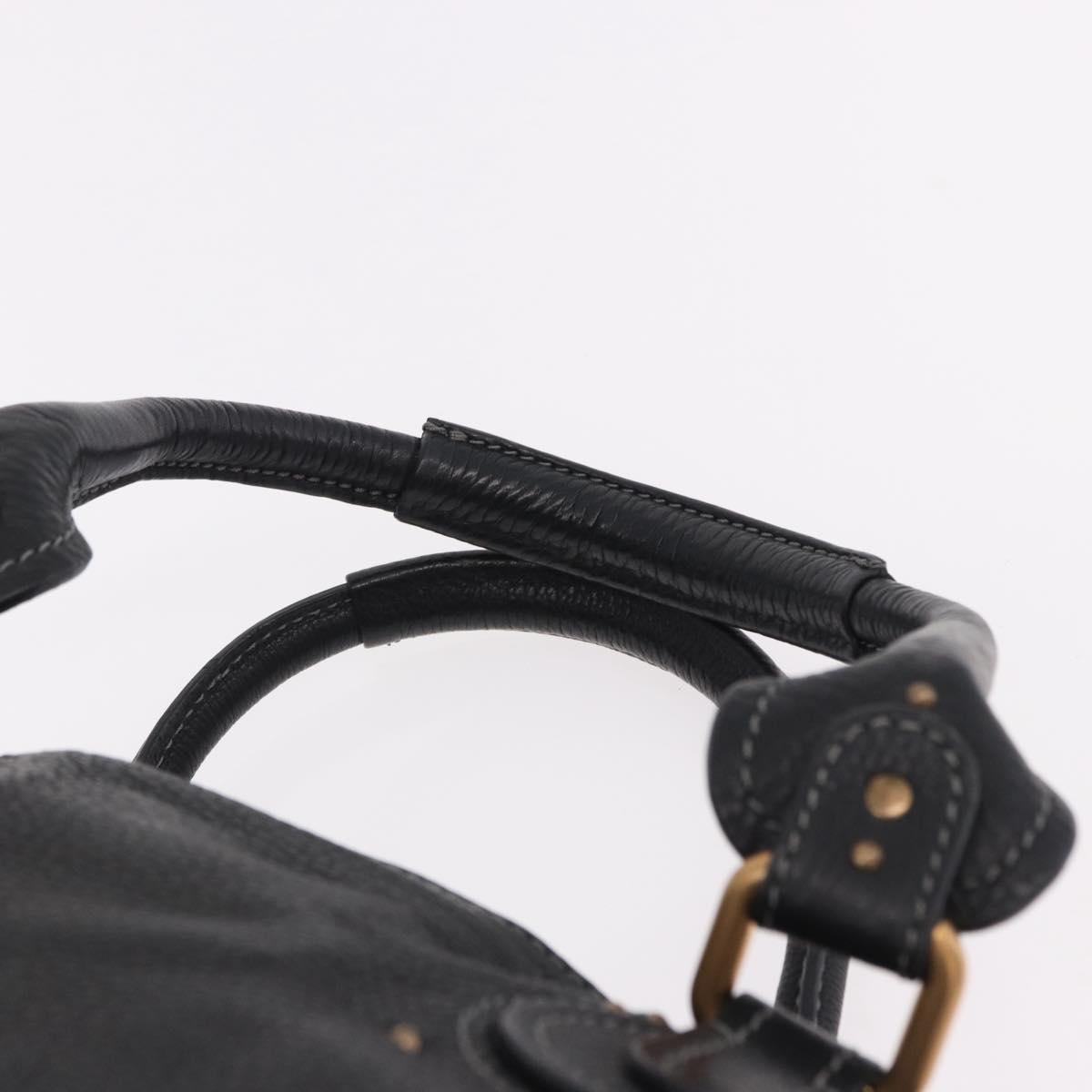Chloe Paddington Hand Bag Leather Black Gold Auth SW2641M