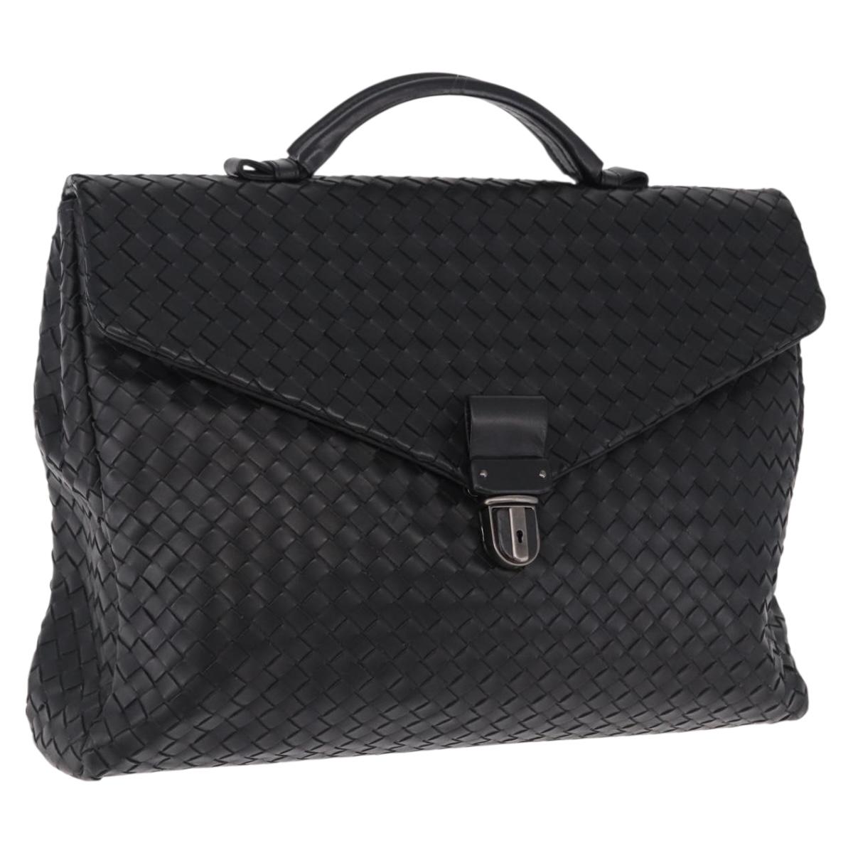 BOTTEGA VENETA INTRECCIATO Briefcase Leather Black 113095 Auth SW2642V
