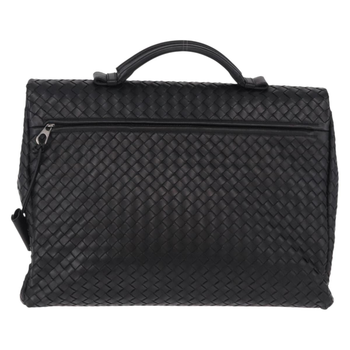 BOTTEGA VENETA INTRECCIATO Briefcase Leather Black 113095 Auth SW2642V