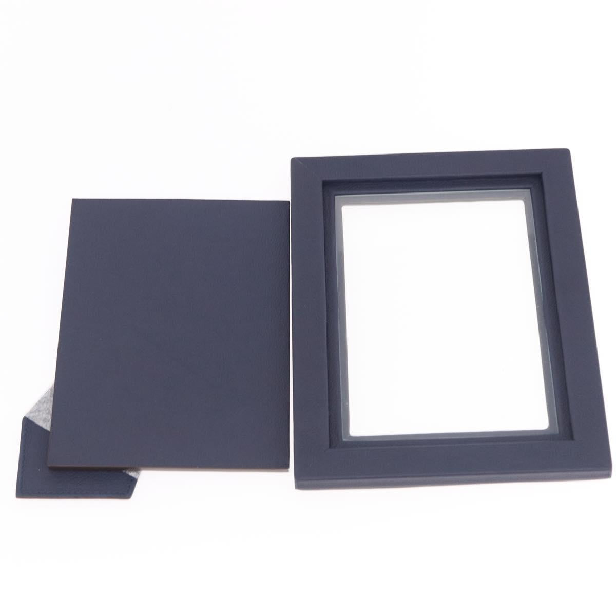 LOUIS VUITTON Cardul Photo Henri MM Photo Frame Leather Navy R98155 Auth SW2644M