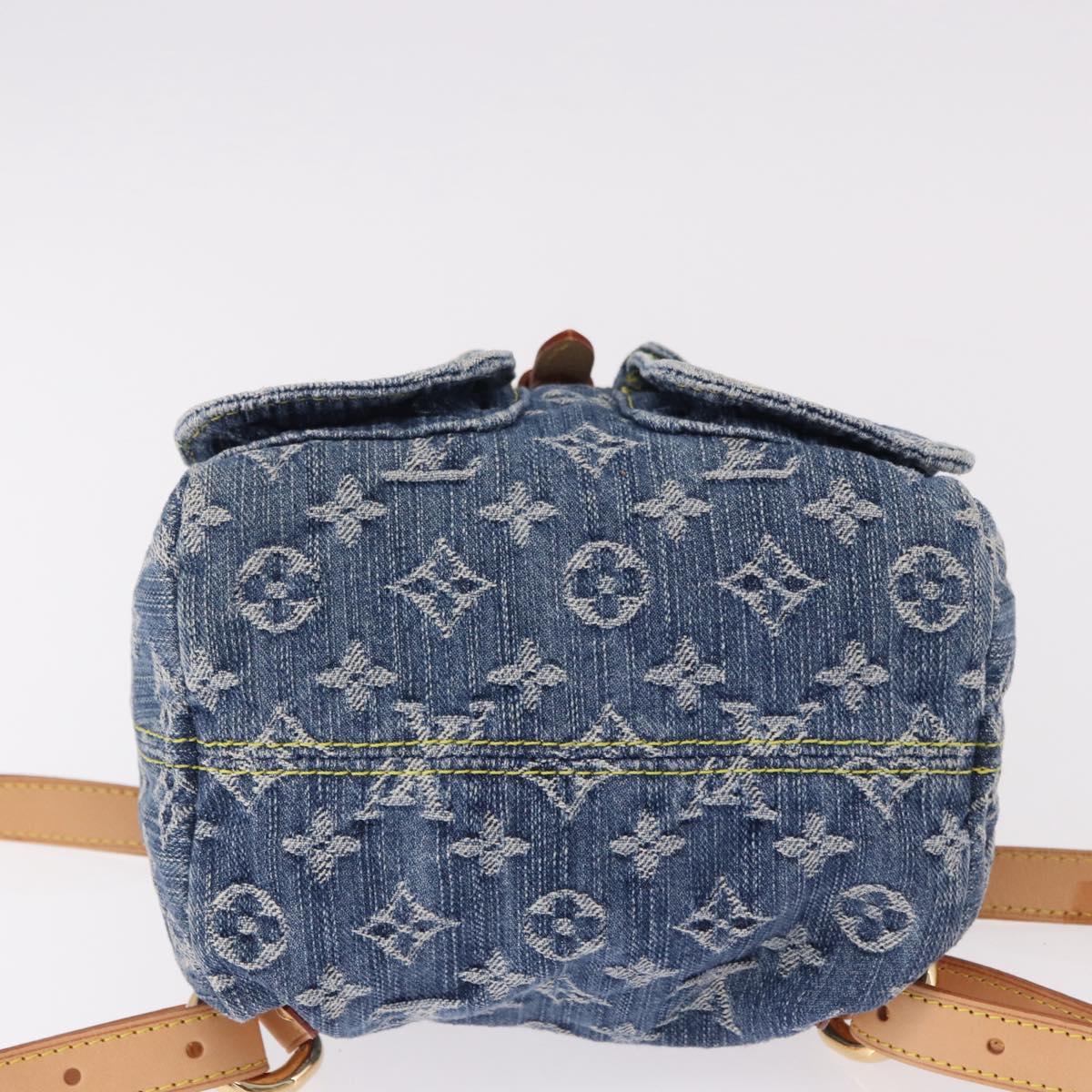 LOUIS VUITTON Monogram Denim Sac A Dos PM Backpack Blue LV Auth SW2648SM
