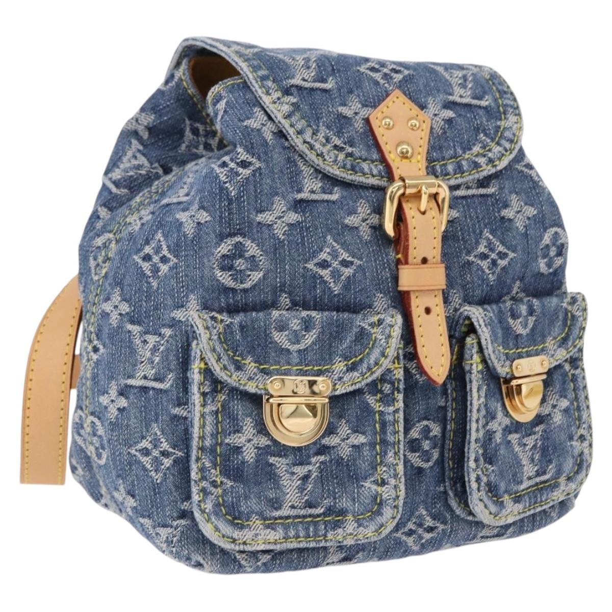 LOUIS VUITTON Monogram Denim Sac A Dos PM Backpack Blue LV Auth SW2648SM