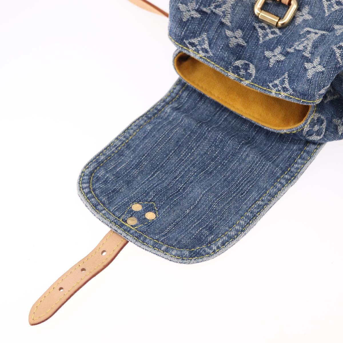 LOUIS VUITTON Monogram Denim Sac A Dos PM Backpack Blue LV Auth SW2648SM