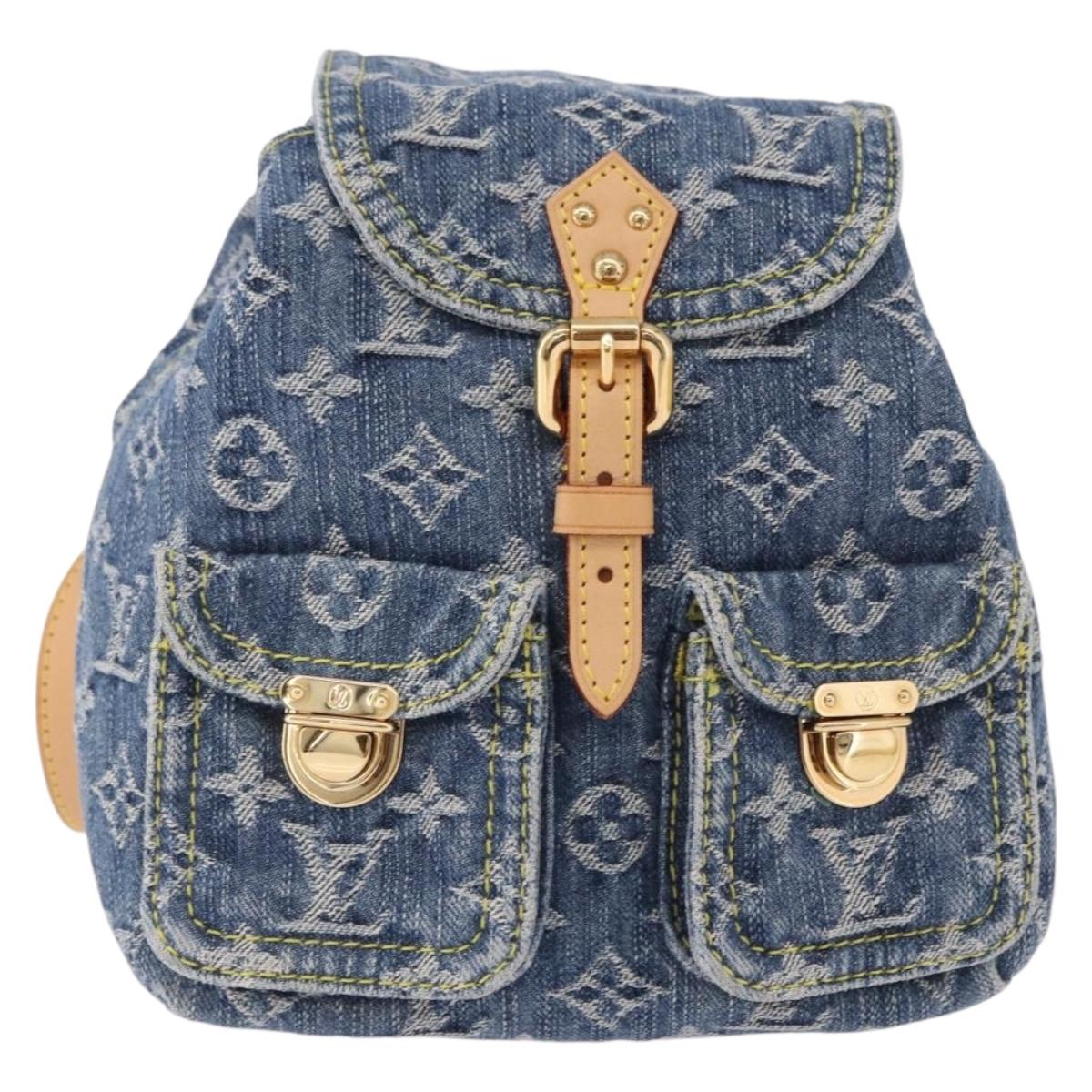 LOUIS VUITTON Monogram Denim Sac A Dos PM Backpack Blue LV Auth SW2648SM