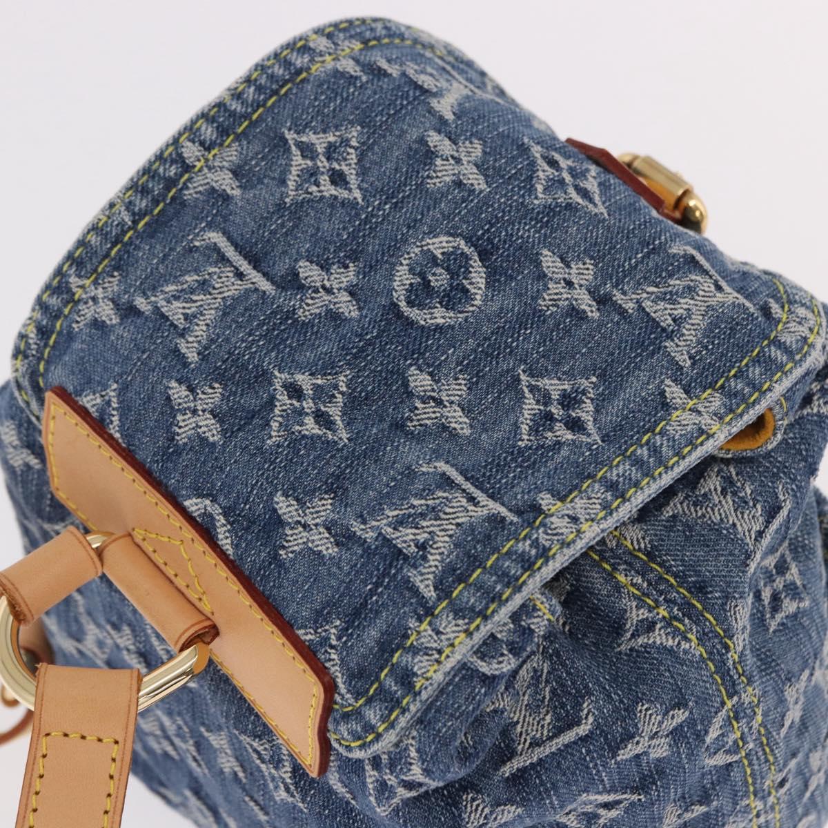 LOUIS VUITTON Monogram Denim Sac A Dos PM Backpack Blue LV Auth SW2648SM