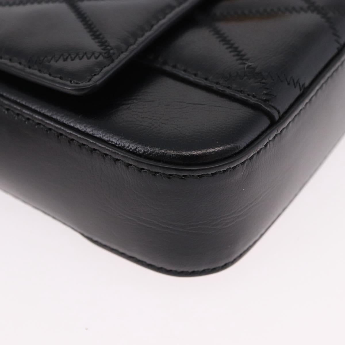GIVENCHY Chain Shoulder Bag Leather Black Gold Auth SW2652M
