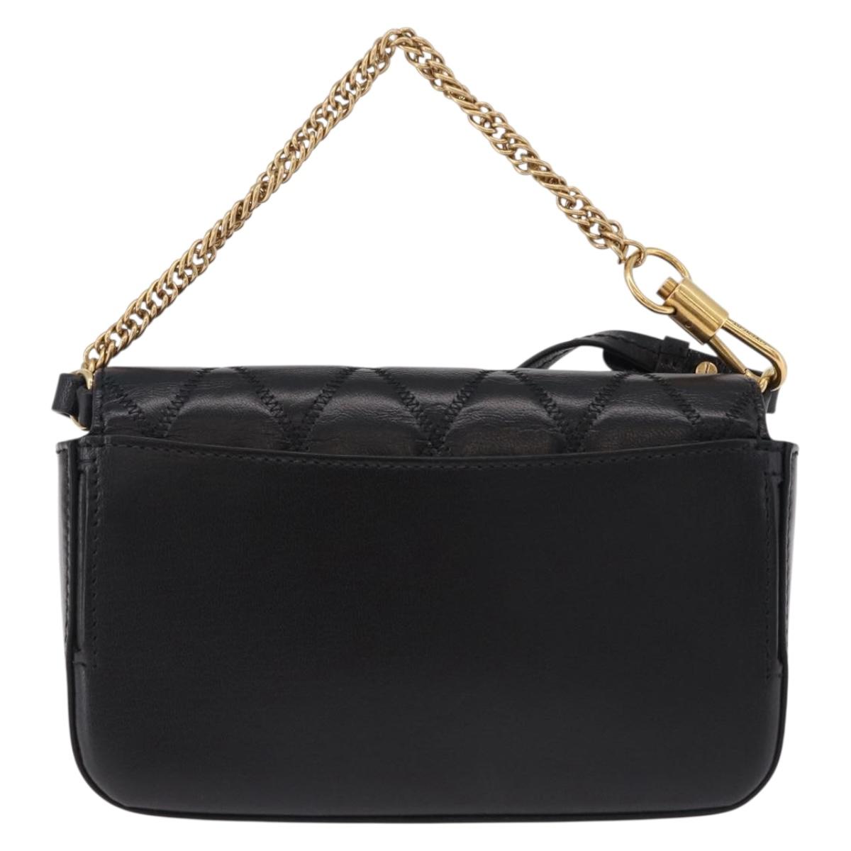 GIVENCHY Chain Shoulder Bag Leather Black Gold Auth SW2652M