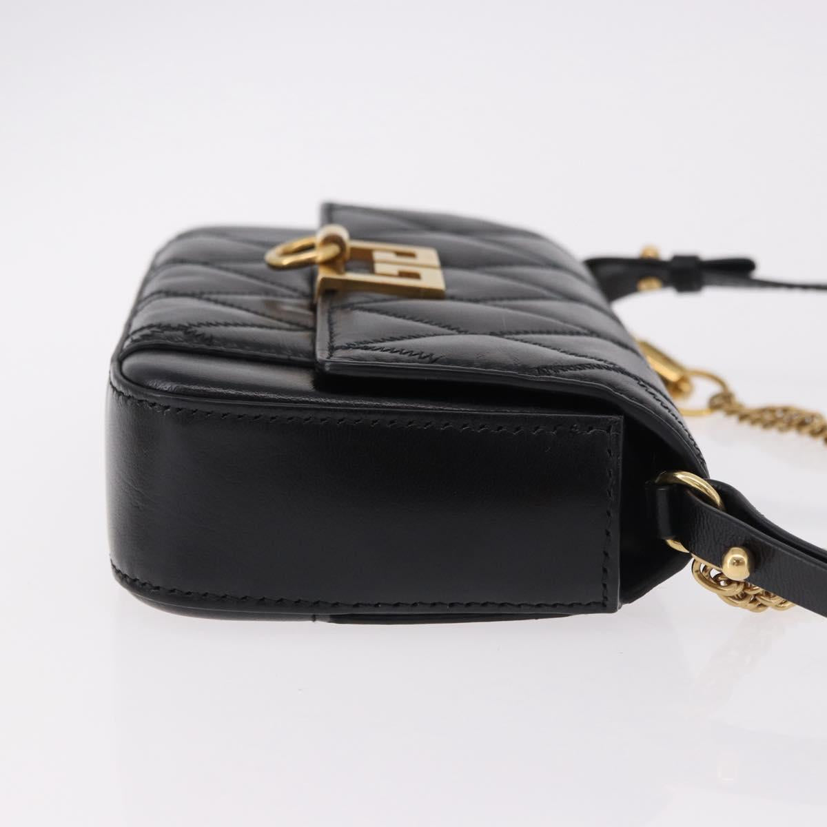 GIVENCHY Chain Shoulder Bag Leather Black Gold Auth SW2652M