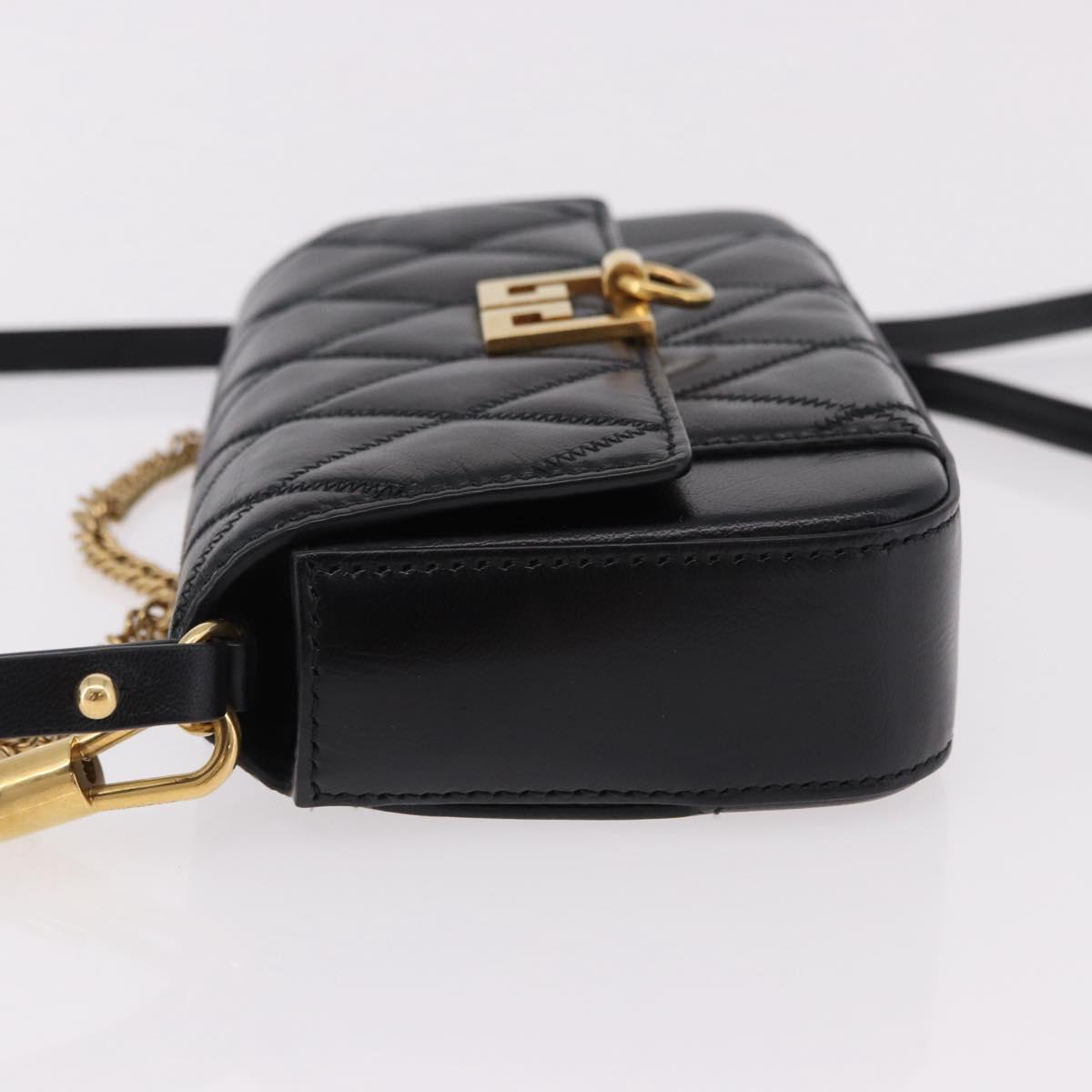 GIVENCHY Chain Shoulder Bag Leather Black Gold Auth SW2652M