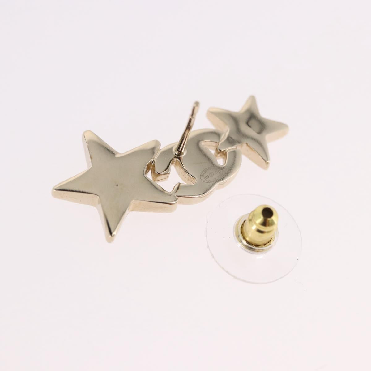 CHANEL Rhinestone COCO Mark Earring Metal Gold Tone CC Auth SW2653SM