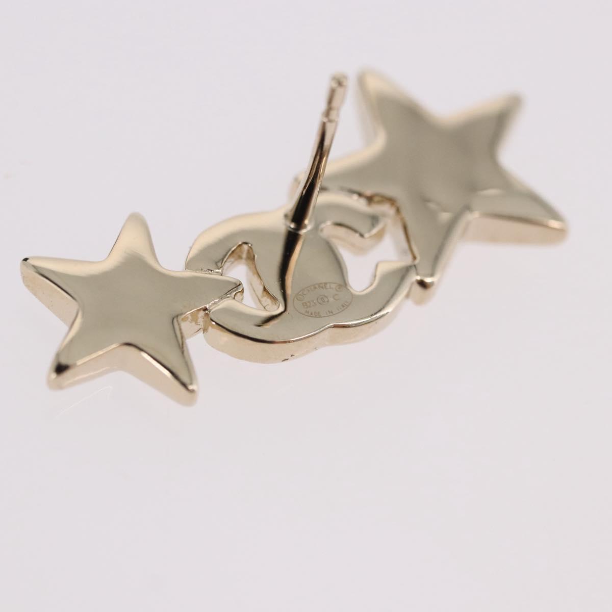 CHANEL Rhinestone COCO Mark Earring Metal Gold Tone CC Auth SW2653SM