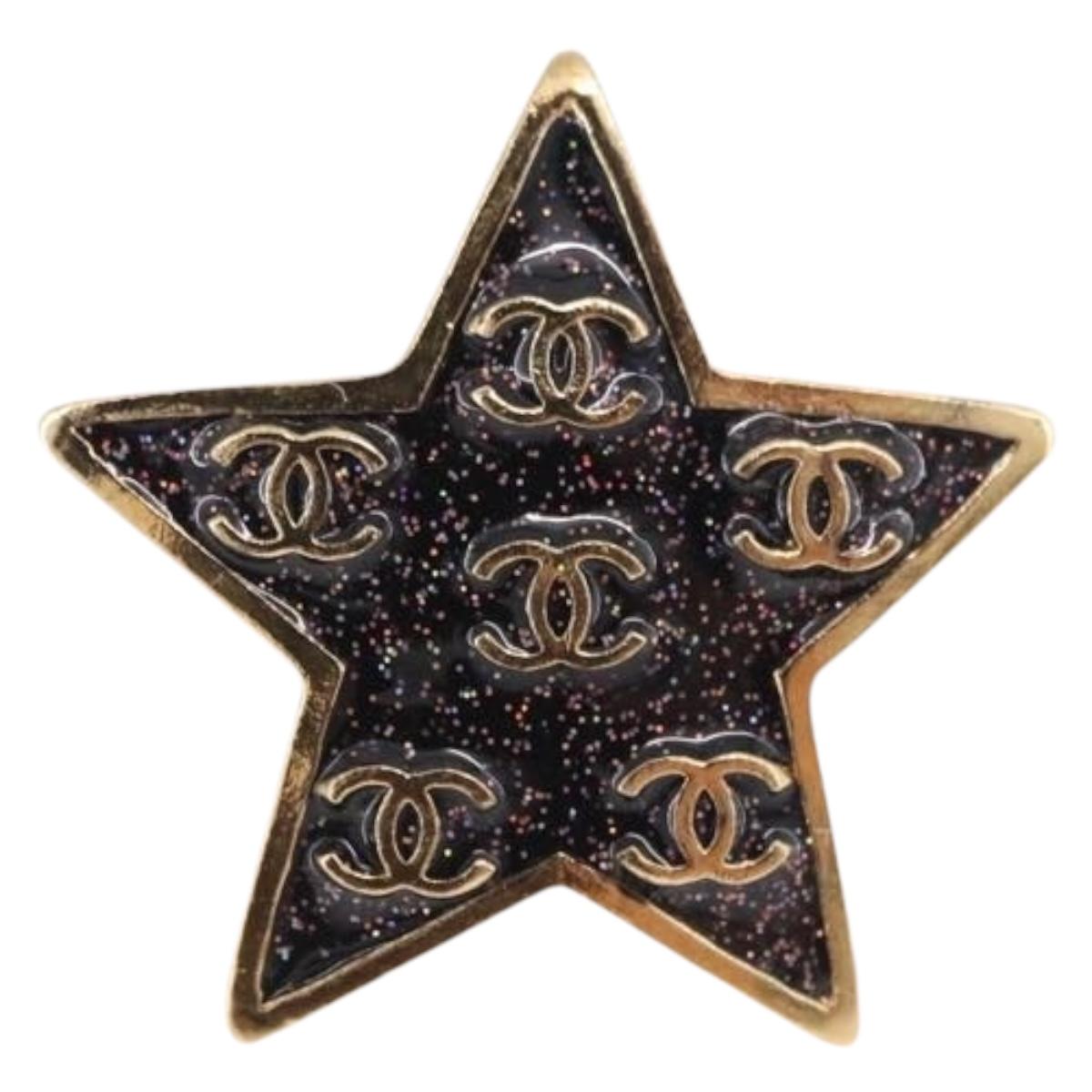 CHANEL Star Coco Mark Pierce Metal Gold Tone CC Auth SW2654SAM