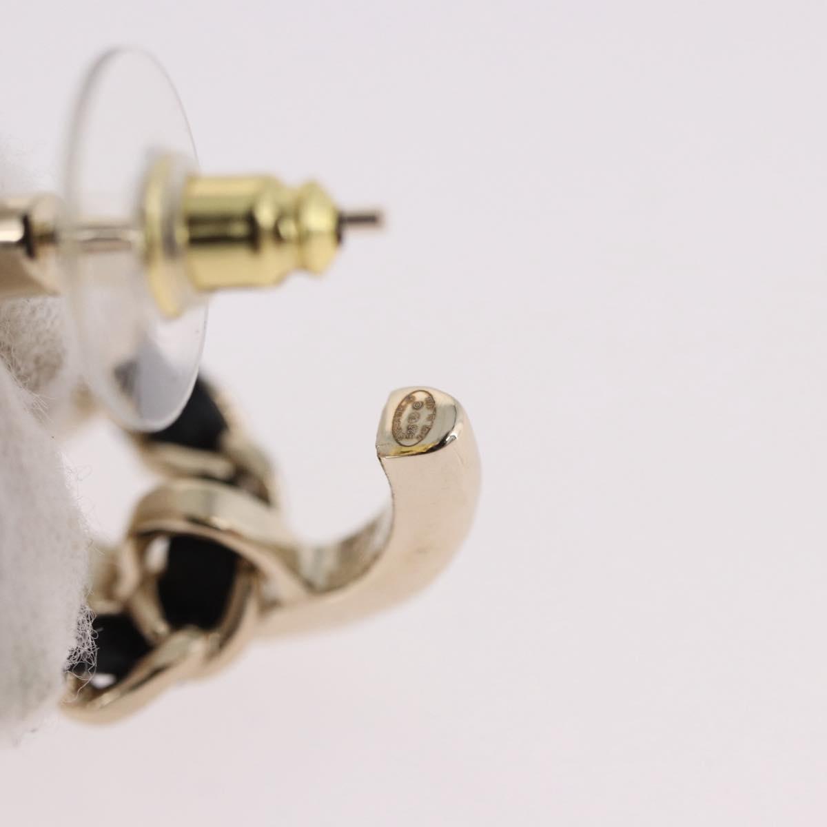 CHANEL Bag Motif COCO Mark Hoop Earring Metal White Gold CC Auth SW2656SM