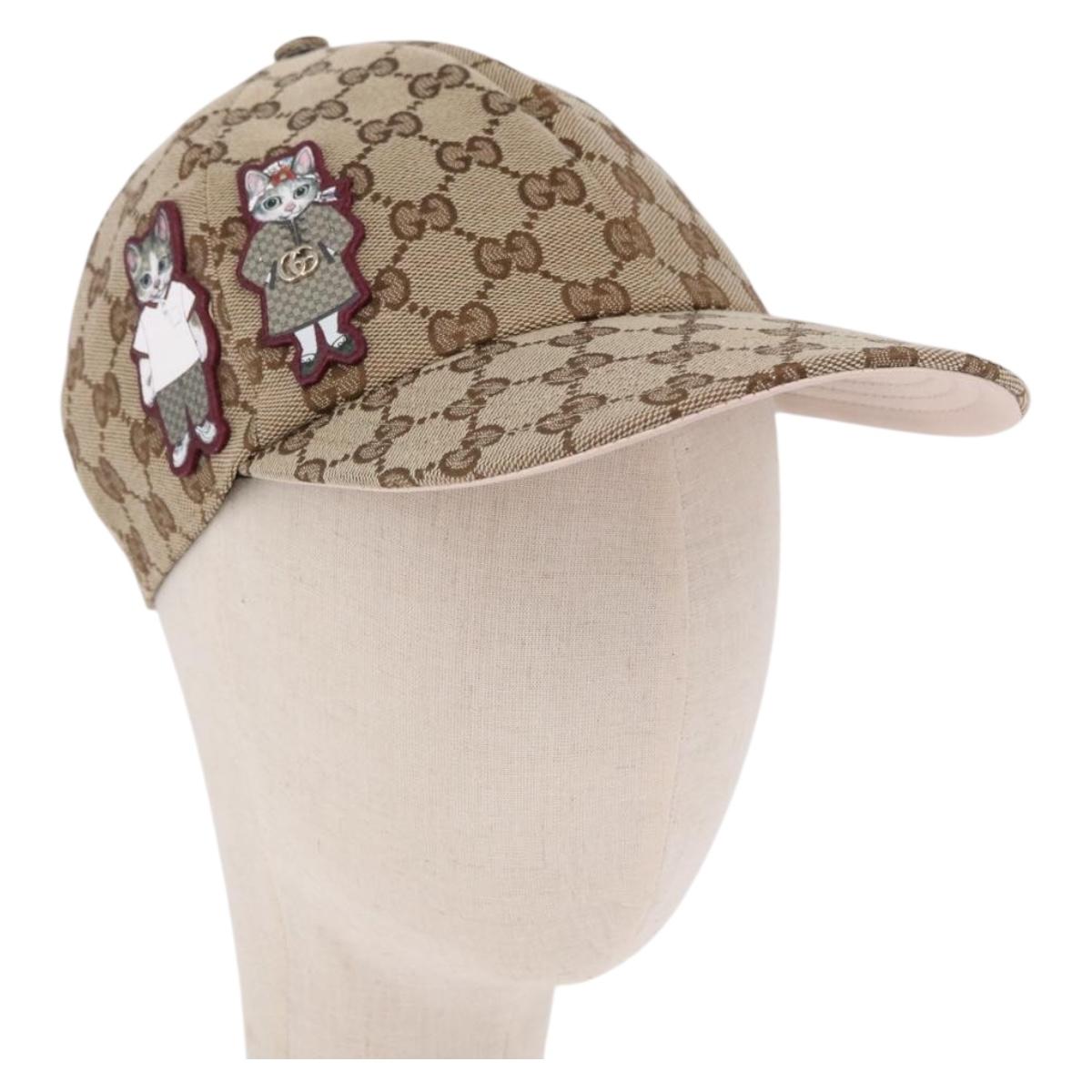 GUCCI GG Canvas Yuko Higuchi Baseball Cap Beige Pink Auth SW2657SM