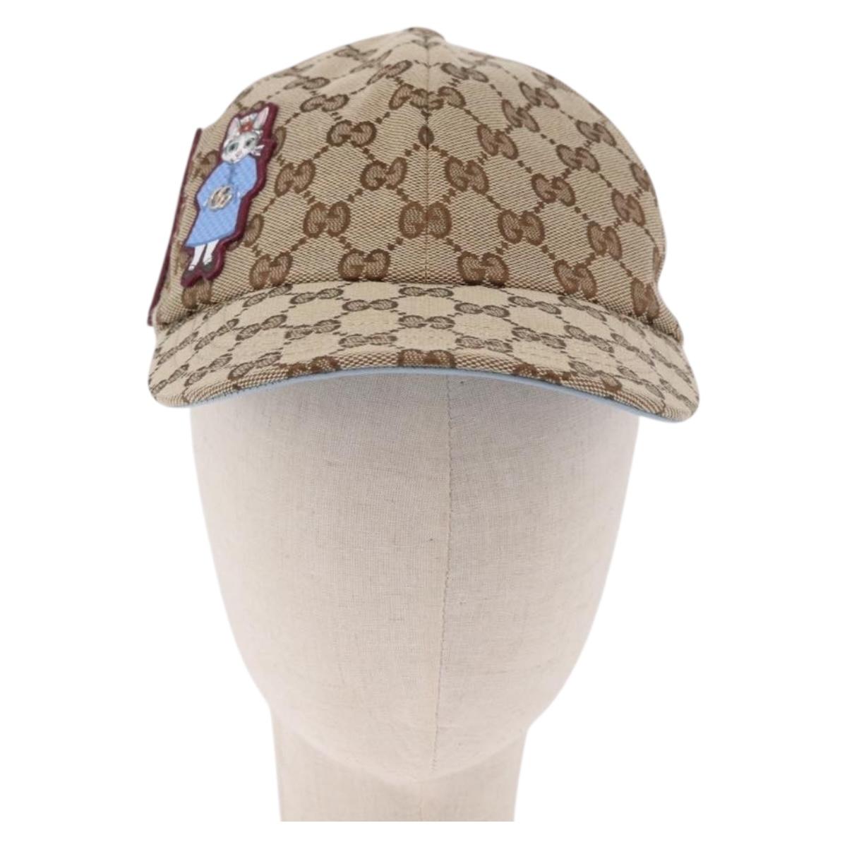 GUCCI GG Canvas Yuko Higuchi Baseball Cap Beige Light Blue Auth SW2658SM