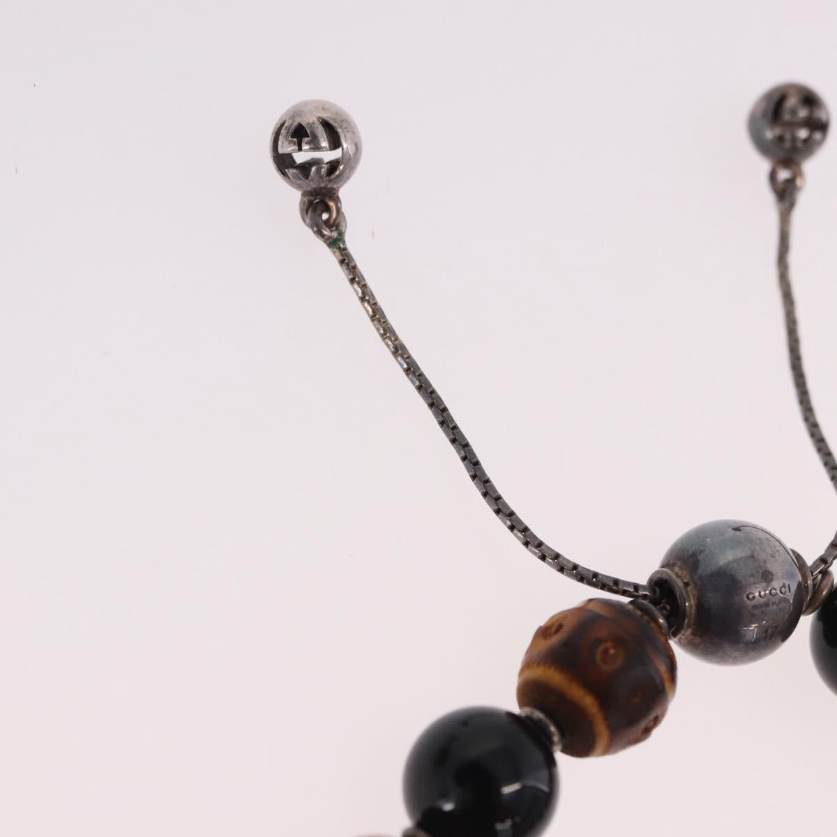 GUCCI Beads Bracelet Metal Multicolor Silver Auth SW2659M